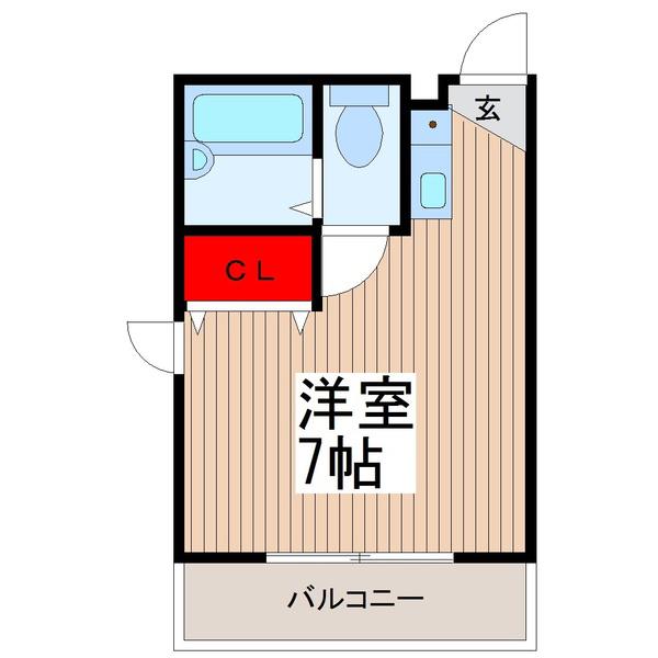 セブンヴィラ(ワンルーム/2階)の間取り写真