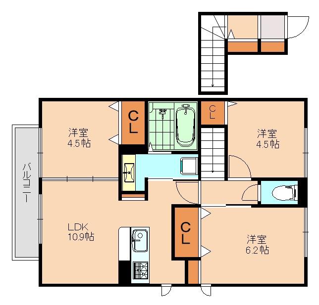 D-ROOM南福岡III(3LDK/2階)の間取り写真