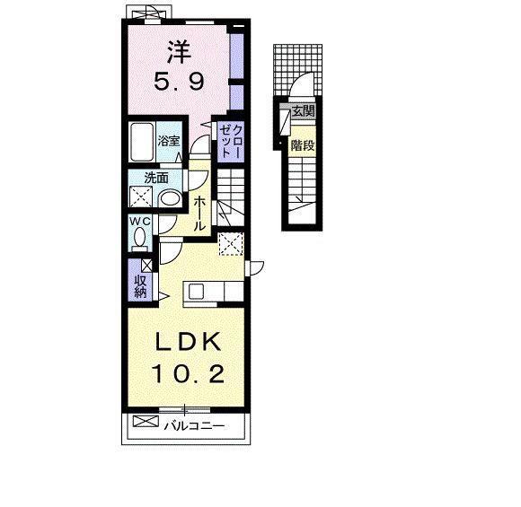 プリュイ(1LDK/2階)の間取り写真