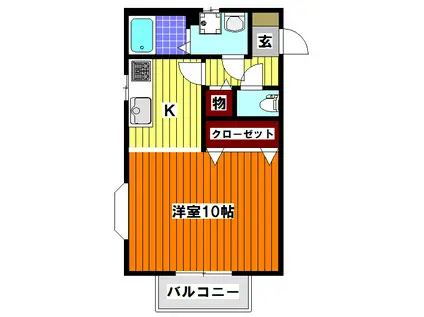 プレジールノリカ(ワンルーム/3階)の間取り写真