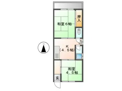 イーストハイツ(2K/1階)の間取り写真