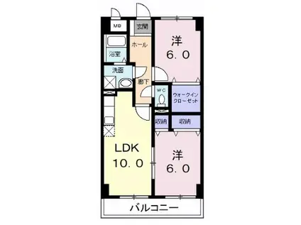 高そねマンション(2LDK/5階)の間取り写真