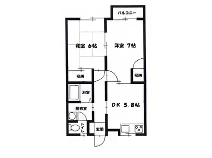 グランドソレーユ(2DK/1階)の間取り写真