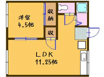 CUBE UNO(1LDK/1階)の間取り写真