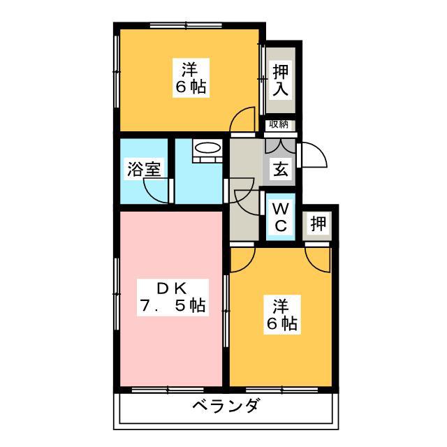 SUNCITY・HIKOTA Cー2(2DK/2階)の間取り写真
