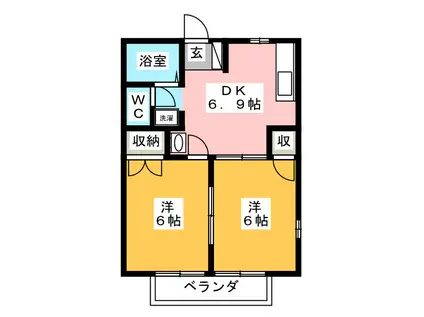 サンビレッジC(2DK/2階)の間取り写真