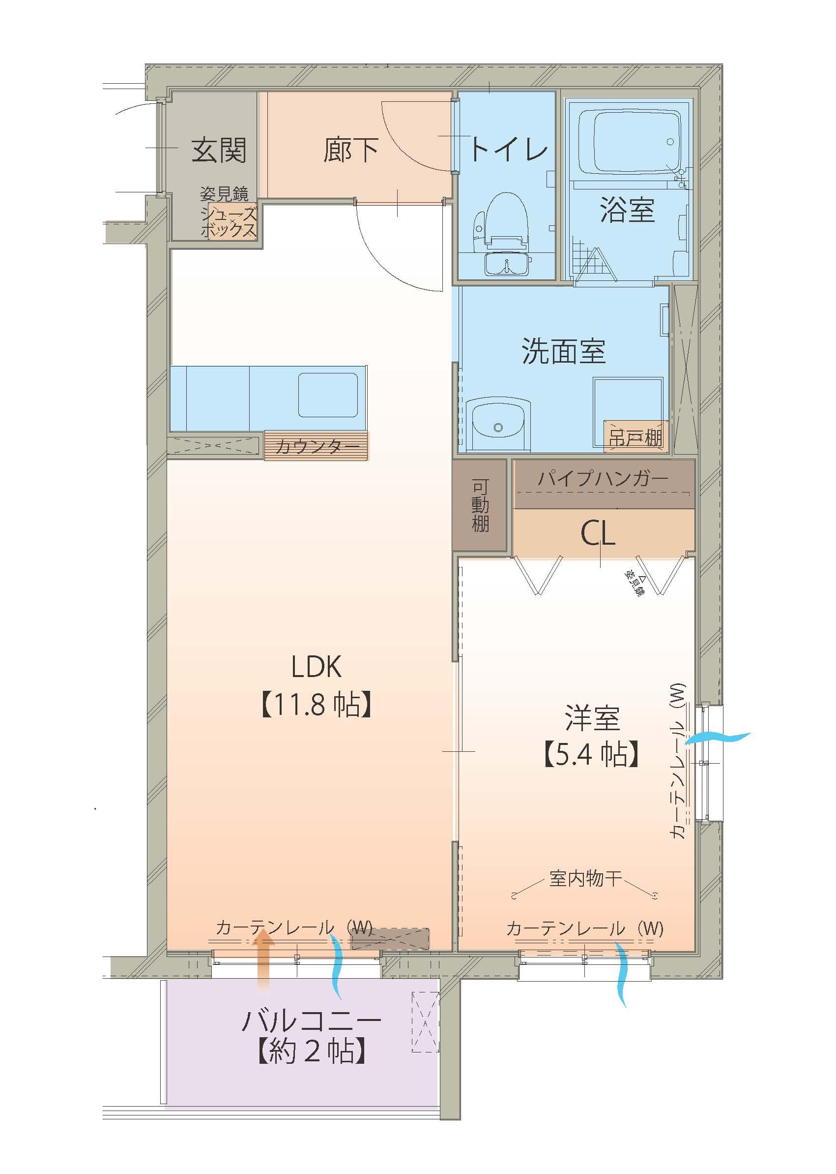 ハートフル楓(1LDK/1階)の間取り写真