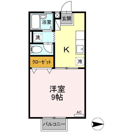 ドリームハイツB棟(1K/2階)の間取り写真