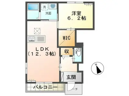 シャイン・ヒルズ 2番館(1LDK/1階)の間取り写真