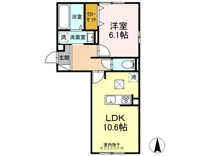 シャインテラス(1LDK/1階)の間取り写真
