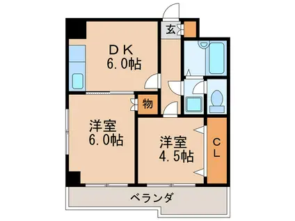 シェモア泉(2DK/6階)の間取り写真