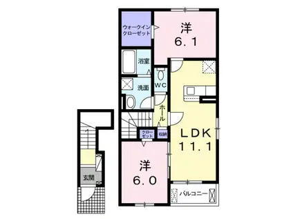 ティーズ カーサソレアードII(2LDK/2階)の間取り写真