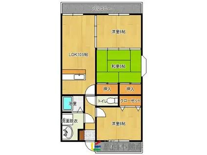 ビュースカイ(3LDK/3階)の間取り写真