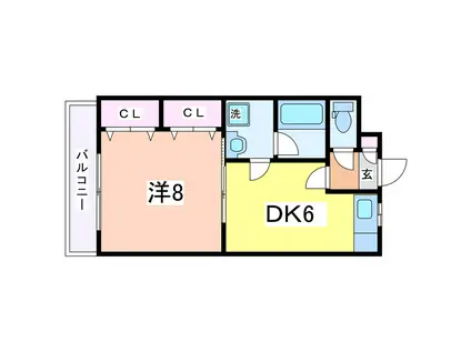 ロイヤル関分(1DK/2階)の間取り写真