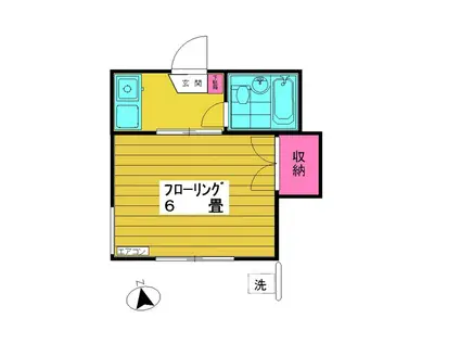第二小野澤ハイツ(1K/1階)の間取り写真