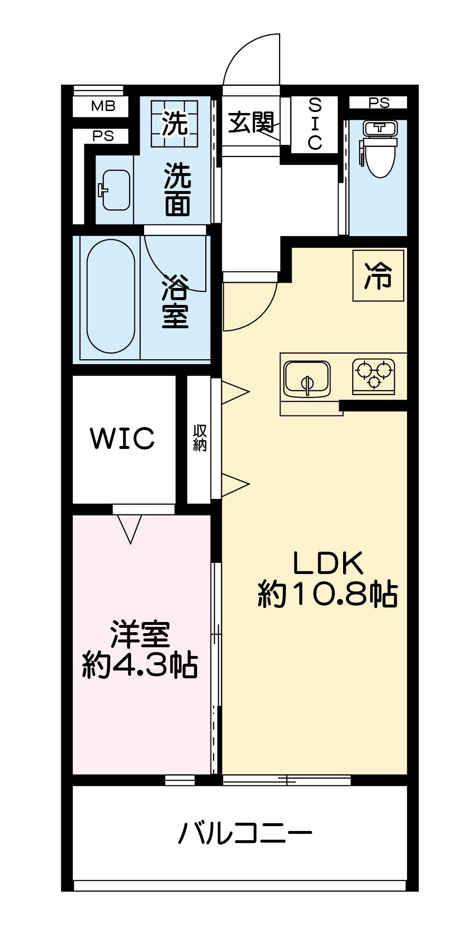 エクリプス(1LDK/1階)の間取り写真