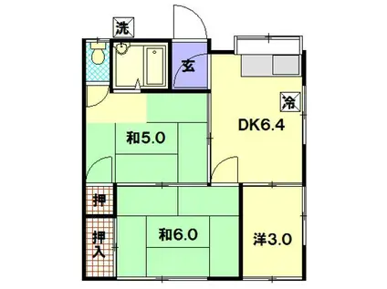 宮崎アパート(3DK/2階)の間取り写真