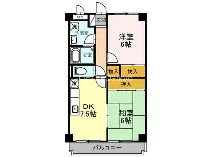 フェリス旭ヶ丘(2DK/3階)の間取り写真