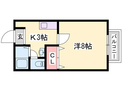 ハイツ栗田(1K/1階)の間取り写真