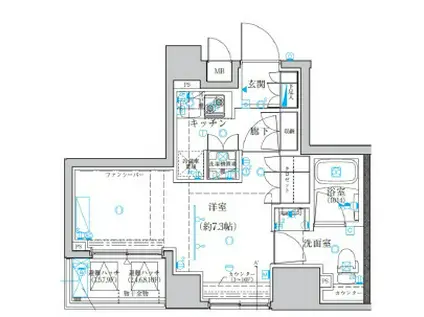 クレイシア日本橋水天宮前(1K/2階)の間取り写真