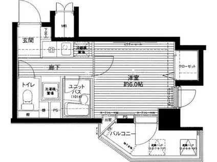 メインステージ護国寺II(1K/4階)の間取り写真