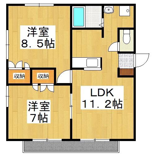 ティエラ B(2LDK/2階)の間取り写真