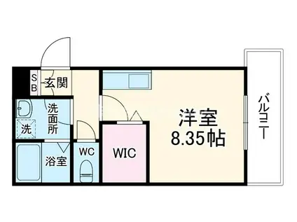 コラッジオ小若江(ワンルーム/1階)の間取り写真