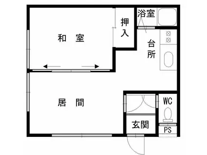 エコーハイツ(1LDK/2階)の間取り写真