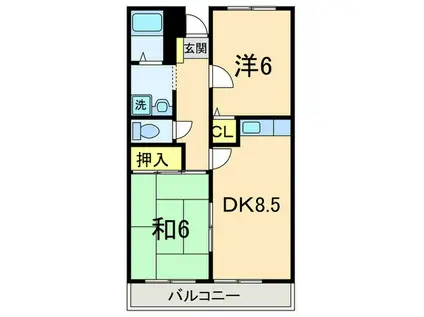 アイマンション長尾町(2DK/3階)の間取り写真