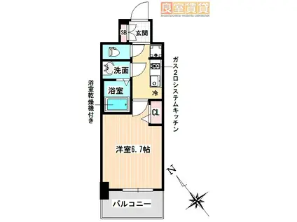 アステリ鶴舞テーセラ(1K/7階)の間取り写真