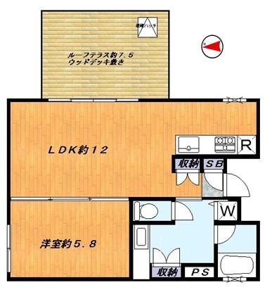 丘テラス神楽坂(1LDK/4階)の間取り写真