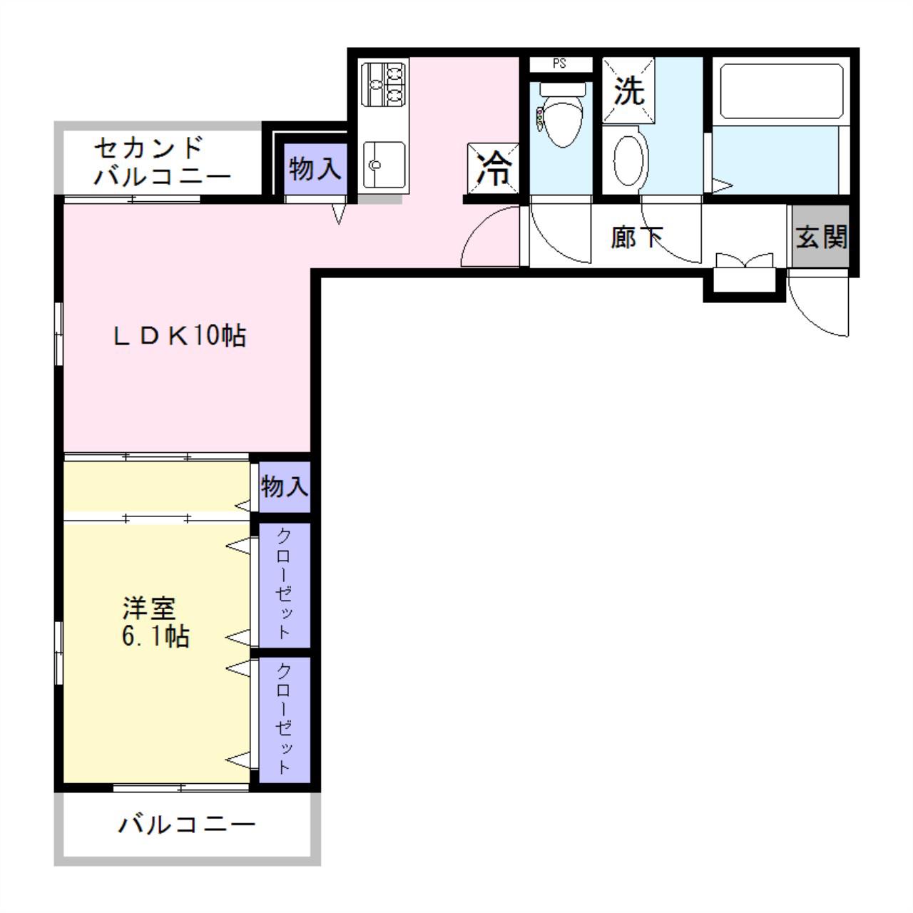 LA PAIX(1LDK/2階)の間取り写真