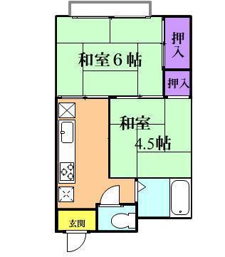 横川ビル(2K/3階)の間取り写真