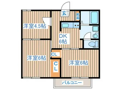 フレグランスB(3DK/1階)の間取り写真