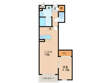 モアプラス西鉄久留米駅前(1LDK/3階)の間取り写真