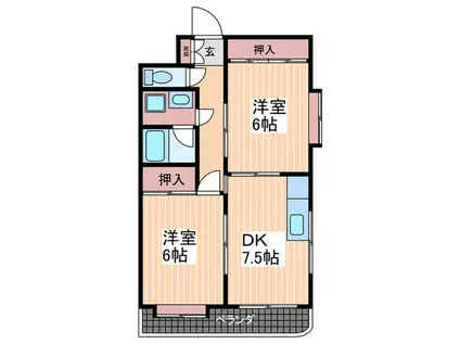 エトワール観音(2DK/4階)の間取り写真
