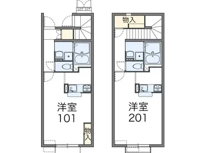 レオネクストエストロワールドゥ(1K/1階)の間取り写真