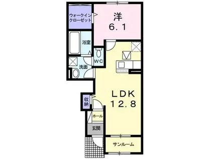 パイン ヌーボー 西脇 II(1LDK/1階)の間取り写真