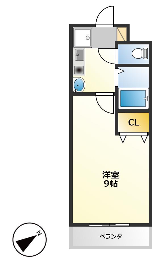 ハイツ戸苅(1K/2階)の間取り写真