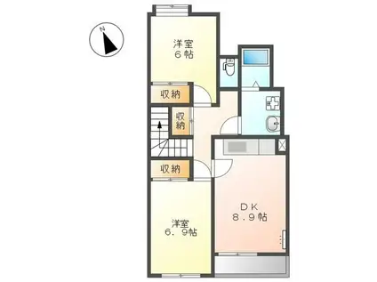 メゾンルミエールK&K(2DK/2階)の間取り写真