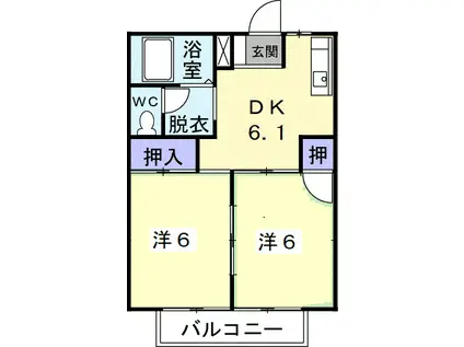 シティハイツ吉沢C(2DK/2階)の間取り写真