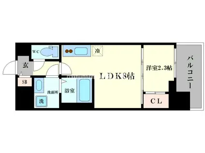 セレニテ日本橋ミラク(1LDK/3階)の間取り写真