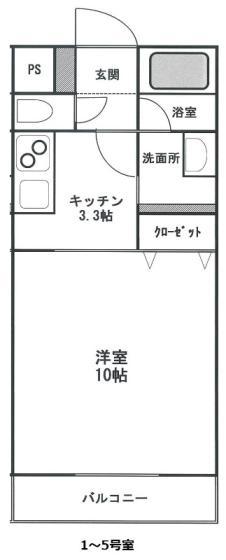 アンビエント大元南(1K/3階)の間取り写真