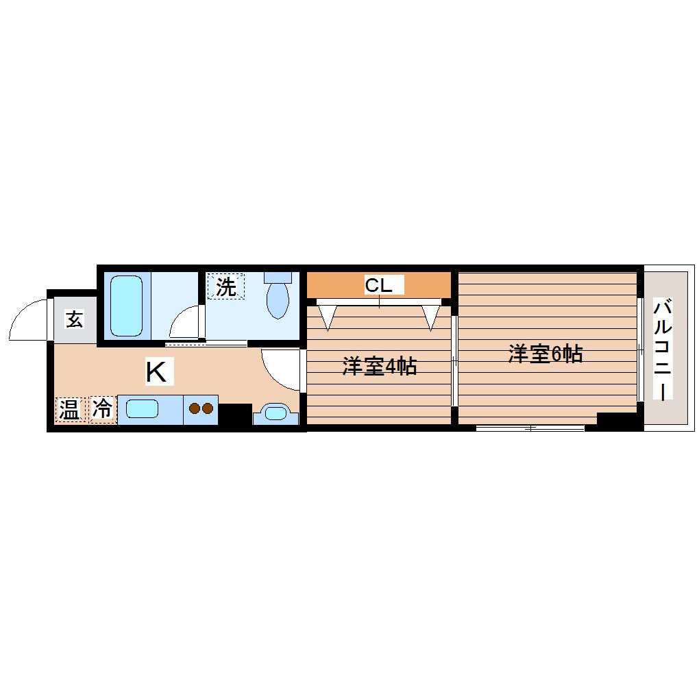 SEALS二日町(2K/1階)の間取り写真