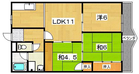 ハイツコスモス(3LDK/2階)の間取り写真