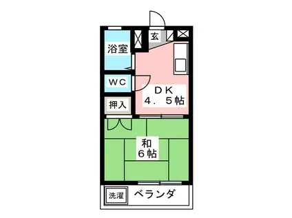 高橋ビル(1DK/2階)の間取り写真