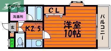 東古松S-1ビル(1K/1階)の間取り写真