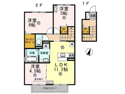 プラージュ(3LDK/2階)の間取り写真