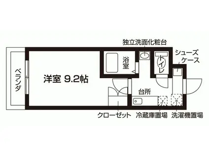 エクセレンス・天神通(1K/2階)の間取り写真
