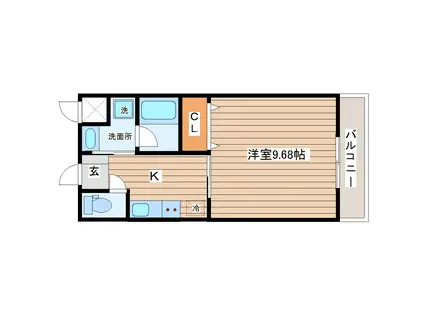 ハーモニー八乙女(1K/1階)の間取り写真